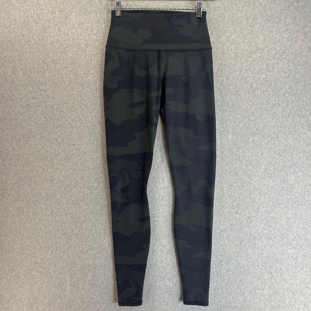 ALO Yoga Green Camo High Waist Full Length Leggings Athleisure Womens Size Small